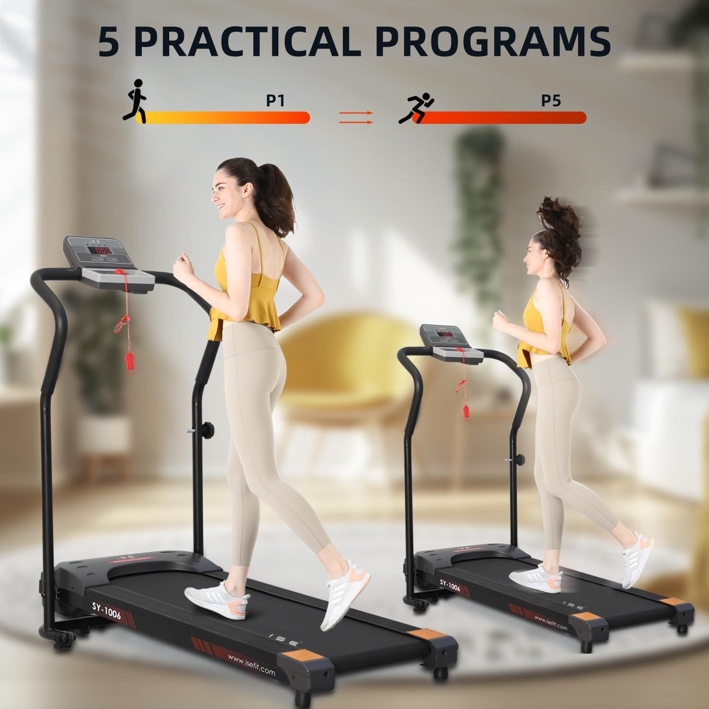 ISE Tapis de Course. Tapis de Course Motorise Inclinable 750W. Tapis de Course Pliable Vitesse Réglable&Ecran LCD. Tapis de Course Compact Appartement/Bureau. Tapis de Course Electrique 5 Programmes